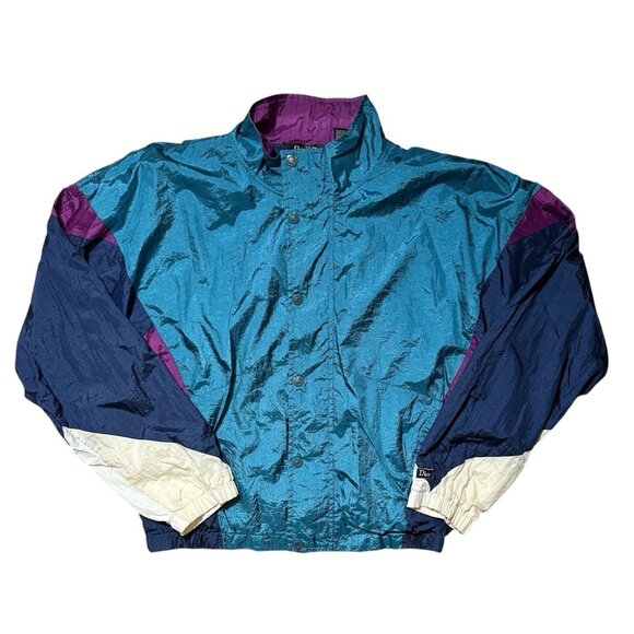 VTG Christian Dior Monsieur Mens XL Windbreaker Track Jacket 90s Color block - Picture 1 of 10